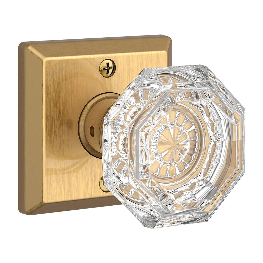 Baldwin Reserve HDCRYTSR044 Half Dummy Crystal Knob and Traditional Square Rose Lifetime Satin Brass Finish