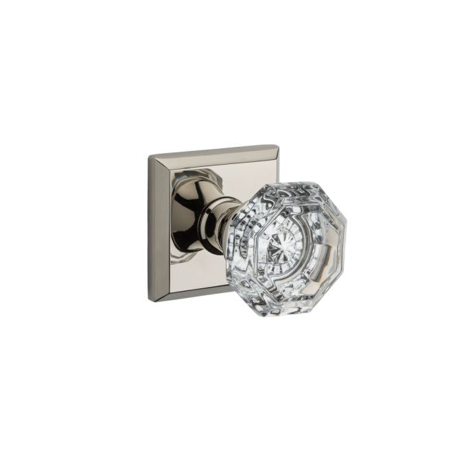 Baldwin Reserve HDCRYTSR055 Half Dummy Crystal Knob and Traditional Square Rose Lifetime Bright Nickel Finish