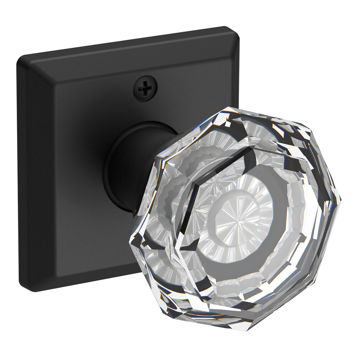 Baldwin Reserve HDCRYTSR190 Half Dummy Crystal Knob and Traditional Square Rose Satin Black Finish