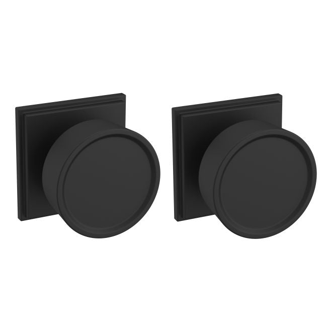 Baldwin K009190PRIV Preconfigured K009 Hollywood Hills Knob with R050 Rose Privacy Lock with 2-3/8" Backset and Full Lip Strike Satin Black Finish