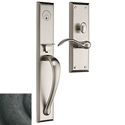Baldwin M504402LENT Cody Full Escutcheon Left Hand Single Cylinder Entry Mortise Trim Distressed Oil Rubbed Bronze Finish - Baldwin Quickship Item *