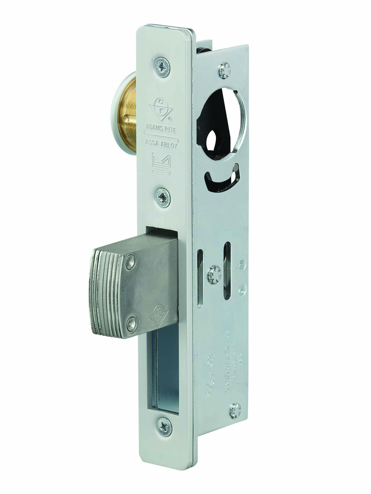 Adams Rite MS1850S210628 MS Deadlock Flat Faceplate 31/32" Straight Bolt Clear Anodized Aluminum Finish