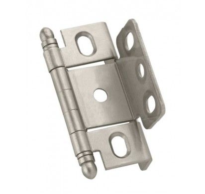 Amerock PK3175TBG10 3/4" (19 mm) Full Inset Full Wrap Ball Tip Cabinet Hinge Satin Nickel Finish