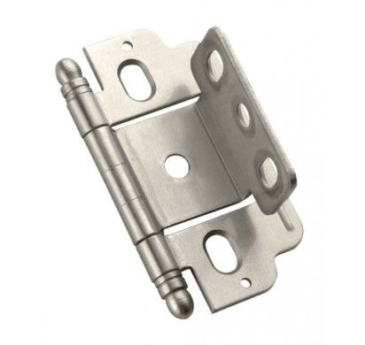 Amerock PK3180TBG10 3/4" (19 mm) Full Inset Partial Wrap Ball Tip Cabinet Hinge Satin Nickel Finish