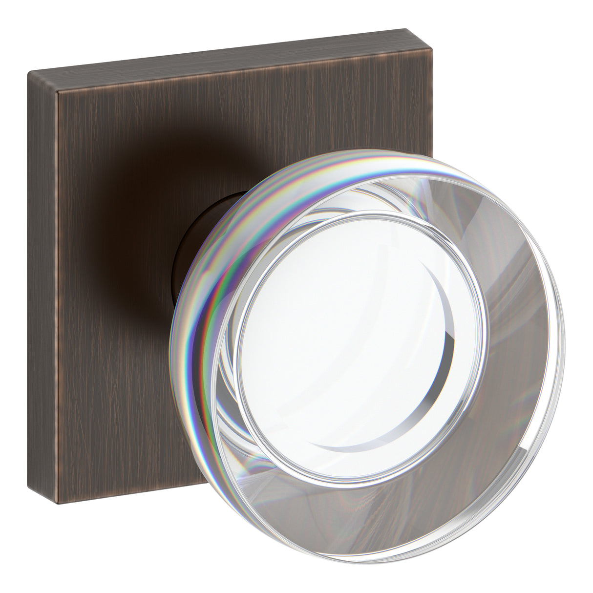 Baldwin Reserve PSCCYCSR112 Passage Contemporary Crystal Knob with Contemporary Square Rose with 6AL Latch and Dual Strike Venetian Bronze Finish