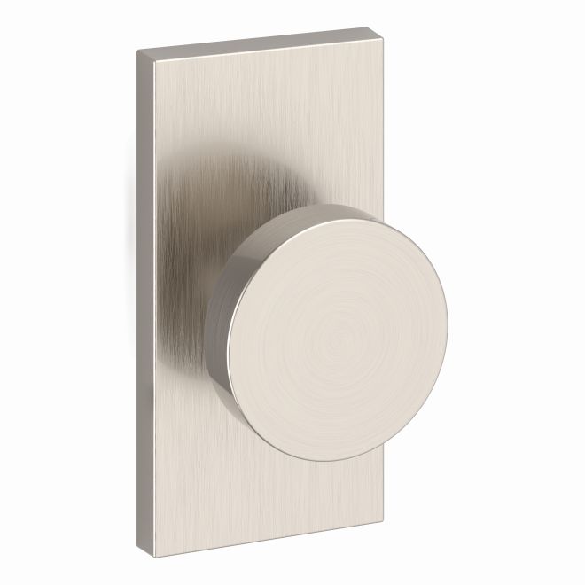 Baldwin Reserve PSCONCFR150 Passage Contemporary Knob with Contemporary 5" Rose with 6AL Latch and Dual Strike Satin Nickel Finish