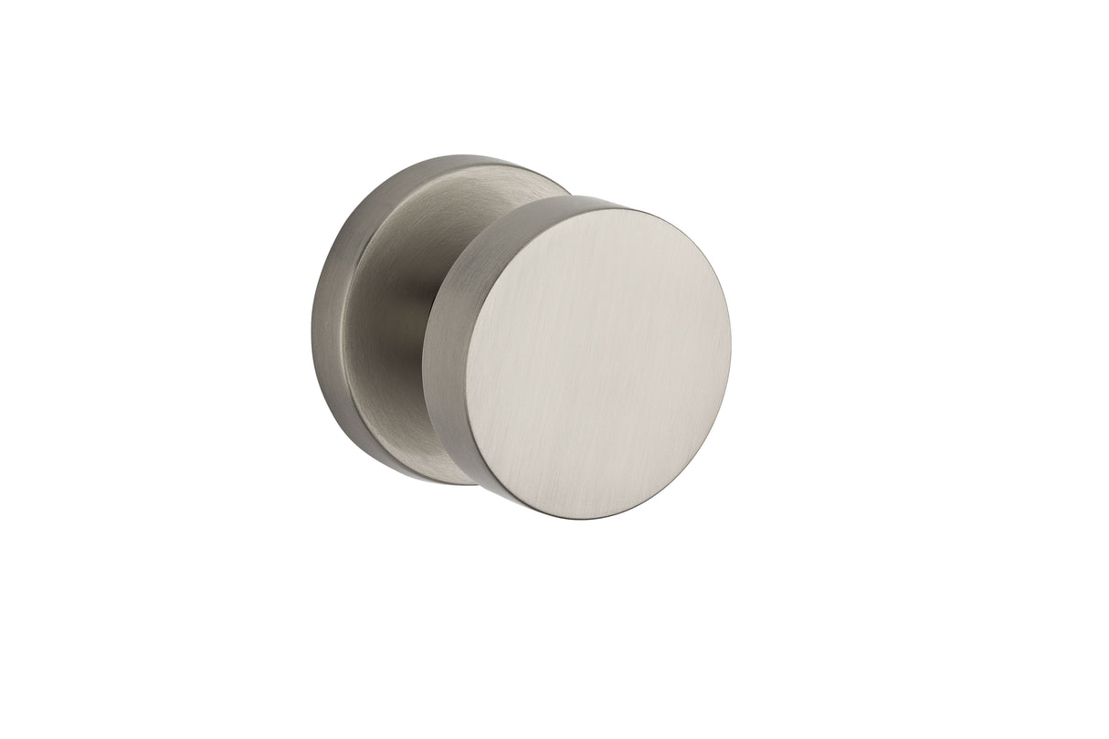 Baldwin Reserve PSCONCRR150 Passage Contemporary Knob with Contemporary Round Rose with 6AL Latch and Dual Strike Satin Nickel Finish
