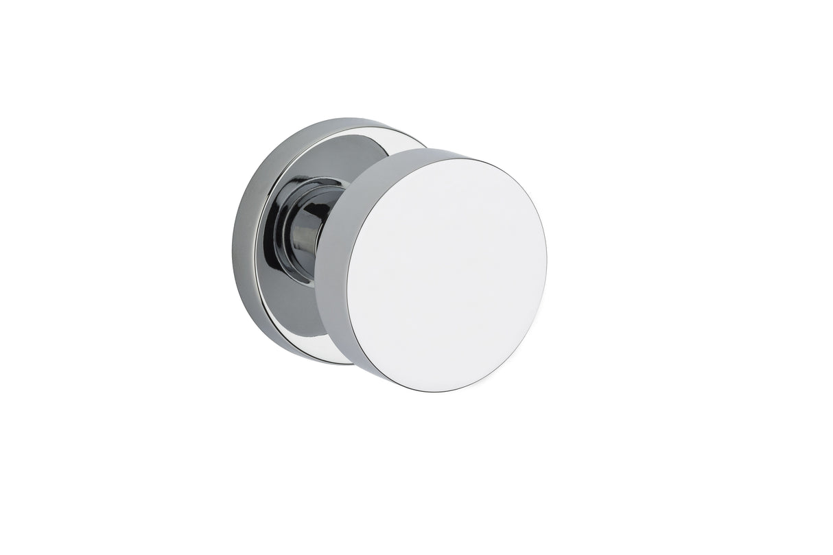 Baldwin Reserve PSCONCRR260 Passage Contemporary Knob with Contemporary Round Rose with 6AL Latch and Dual Strike Bright Chrome Finish