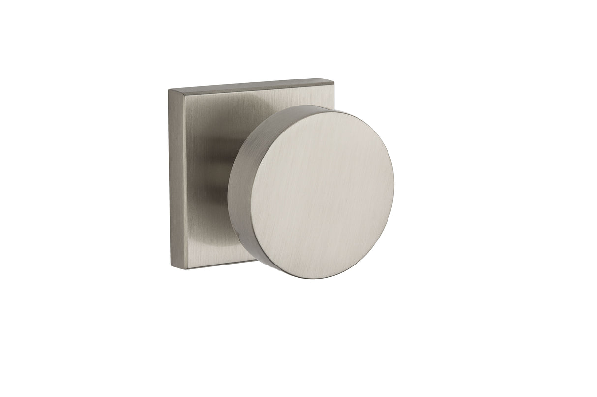 Baldwin Reserve PSCONCSR150 Passage Contemporary Knob with Contemporary Square Rose with 6AL Latch and Dual Strike Satin Nickel Finish