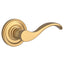 Baldwin Reserve PSCURTRR044 Passage Curve Lever and Traditional Round Rose with 6AL Latch and Dual Strike Lifetime Satin Brass Finish