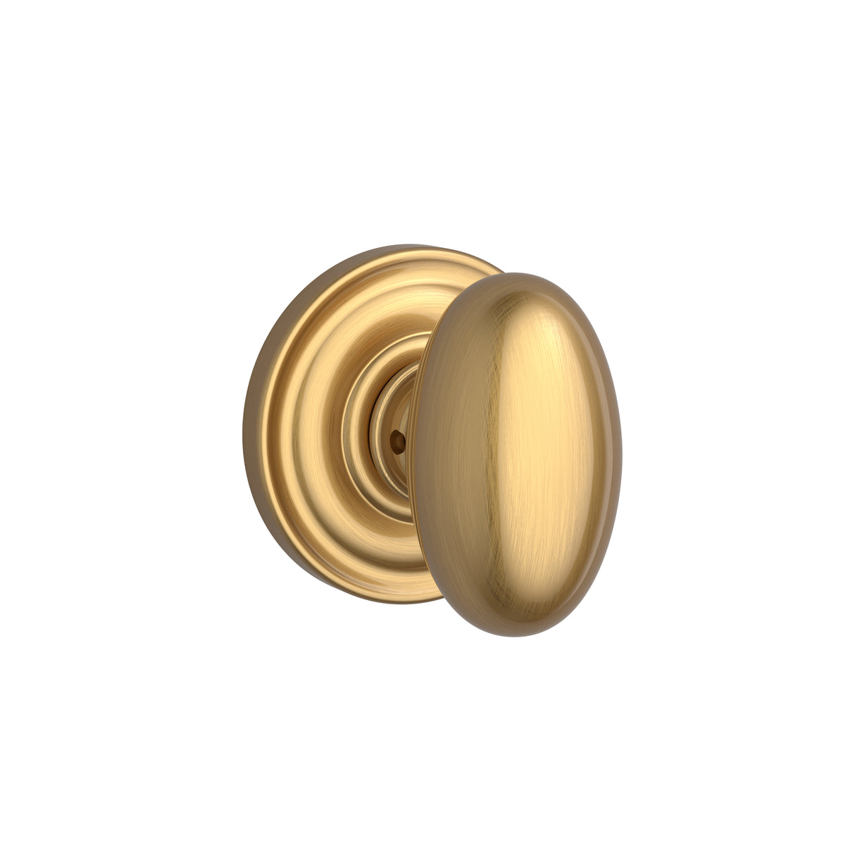 Baldwin Reserve PSELLTRR044 Passage Ellipse Knob and Traditional Round Rose with 6AL Latch and Dual Strike Lifetime Satin Brass Finish
