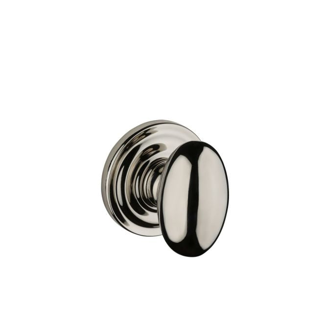 Baldwin Reserve PSELLTRR055 Passage Ellipse Knob and Traditional Round Rose with 6AL Latch and Dual Strike Lifetime Bright Nickel Finish