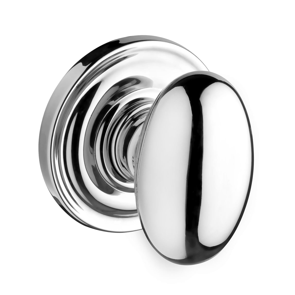 Baldwin Reserve PSELLTRR260 Passage Ellipse Knob and Traditional Round Rose with 6AL Latch and Dual Strike Bright Chrome Finish