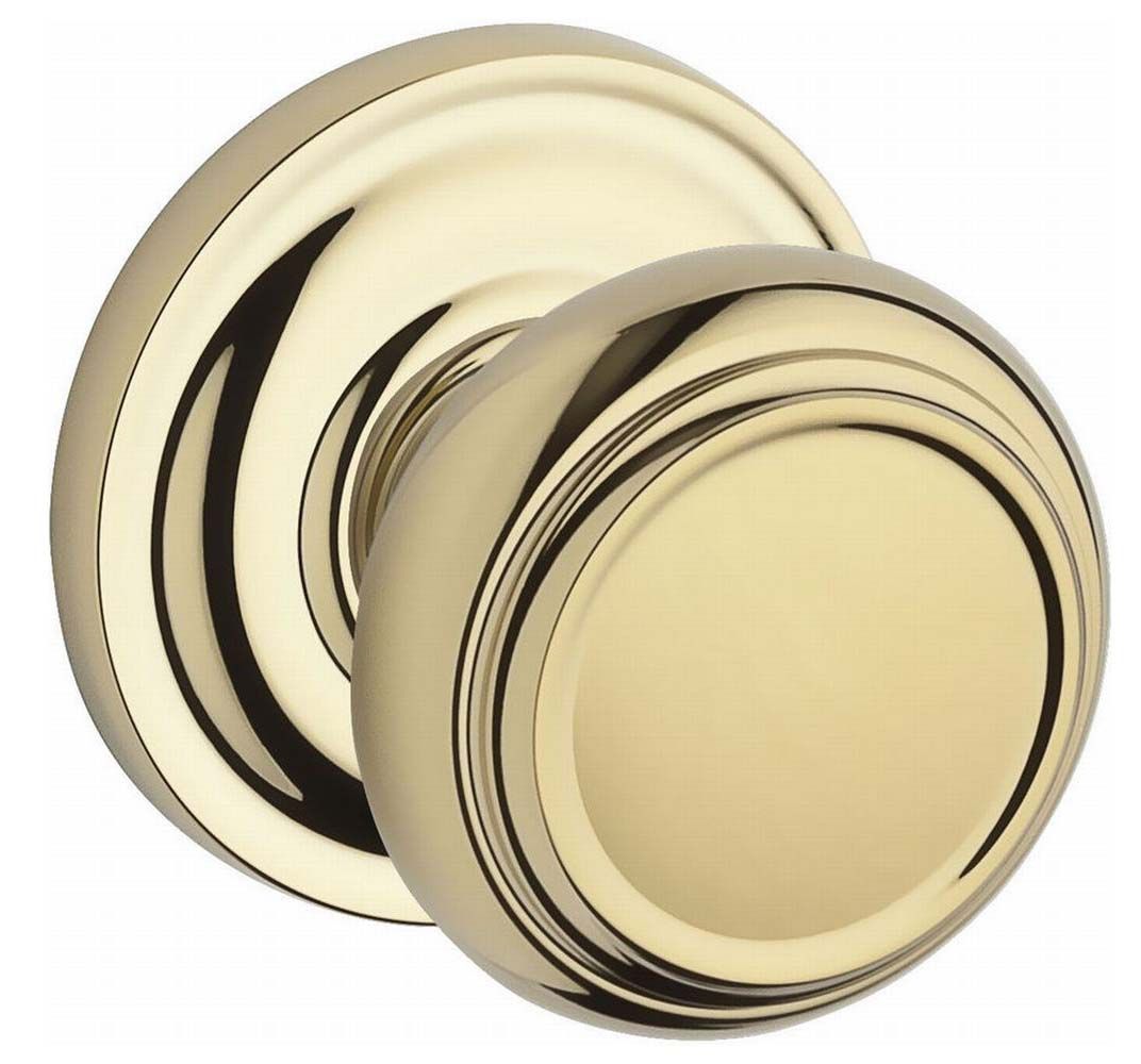 Baldwin Reserve PSTRATRR003 Passage Traditional Knob and Traditional Round Rose with 6AL Latch and Dual Strike Lifetime Brass Finish