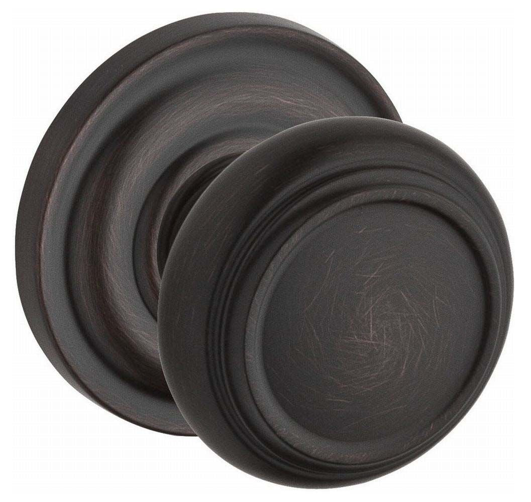 Baldwin Reserve PSTRATRR112 Passage Traditional Knob and Traditional Round Rose with 6AL Latch and Dual Strike Venetian Bronze Finish