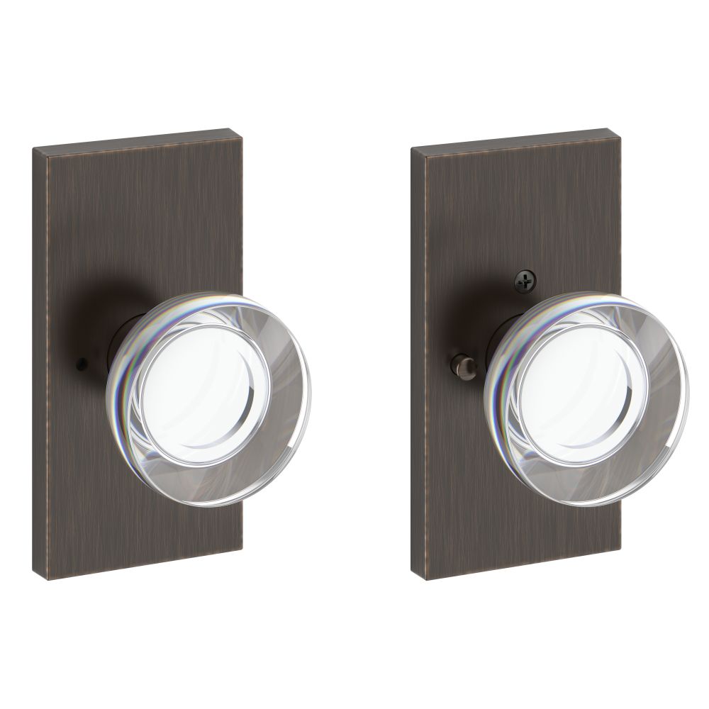 Baldwin Reserve PVCCYCFR112 Privacy Contemporary Crystal Knob and Contemporary 5" Rose with 6AL Latch and Dual Strike Venetian Bronze Finish