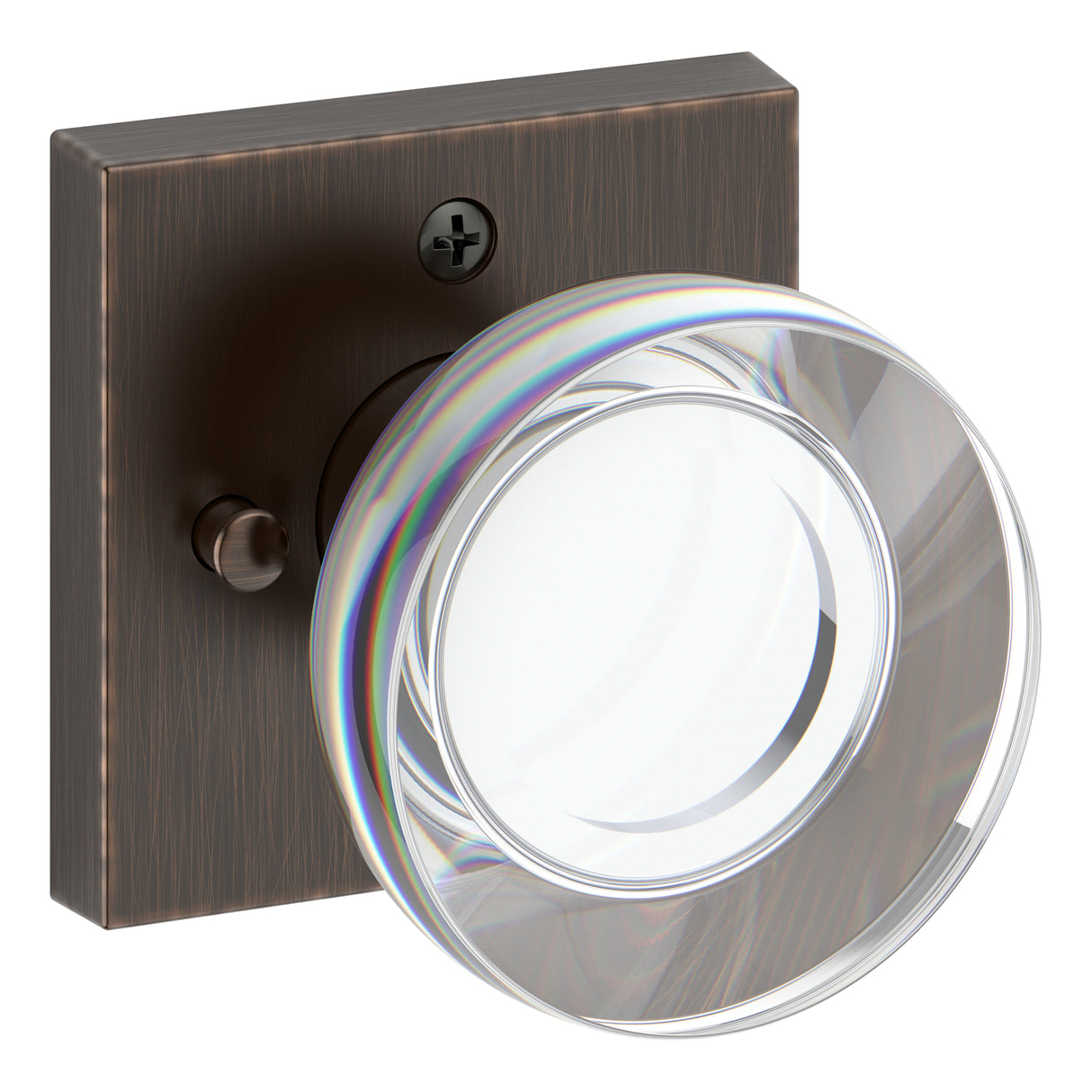 Baldwin Reserve PVCCYCSR112 Privacy Contemporary Crystal Knob and Contemporary Square Rose with 6AL Latch and Dual Strike Venetian Bronze Finish