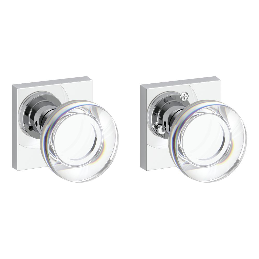 Baldwin Reserve PVCCYCSR260 Privacy Contemporary Crystal Knob and Contemporary Square Rose with 6AL Latch and Dual Strike Bright Chrome Finish