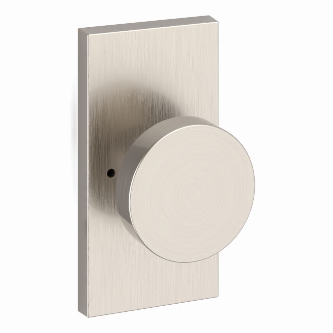 Baldwin Reserve PVCONCFR150 Privacy Contemporary Knob and Contemporary 5" Rose with 6AL Latch and Dual Strike Satin Nickel Finish