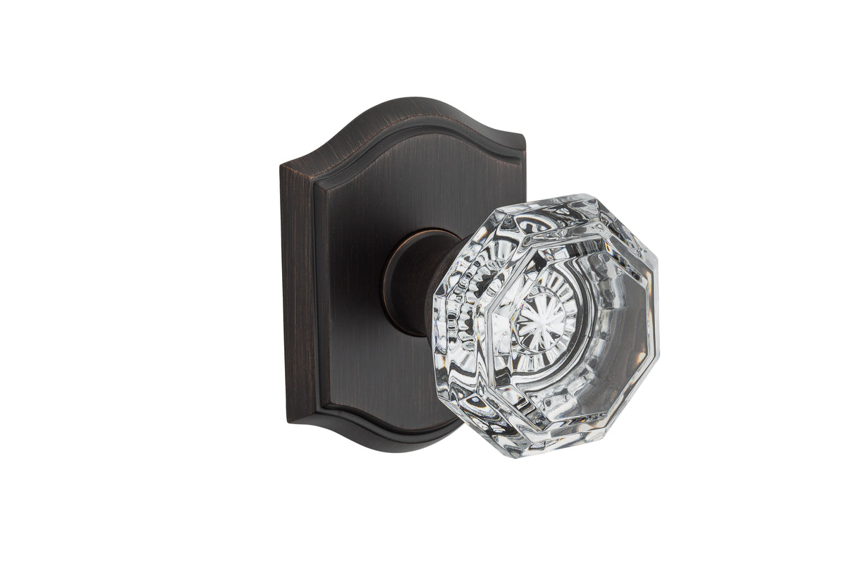 Baldwin Reserve PVCRYTAR112 Privacy Crystal Knob and Traditional Arch Rose with 6AL Latch and Dual Strike Venetian Bronze Finish