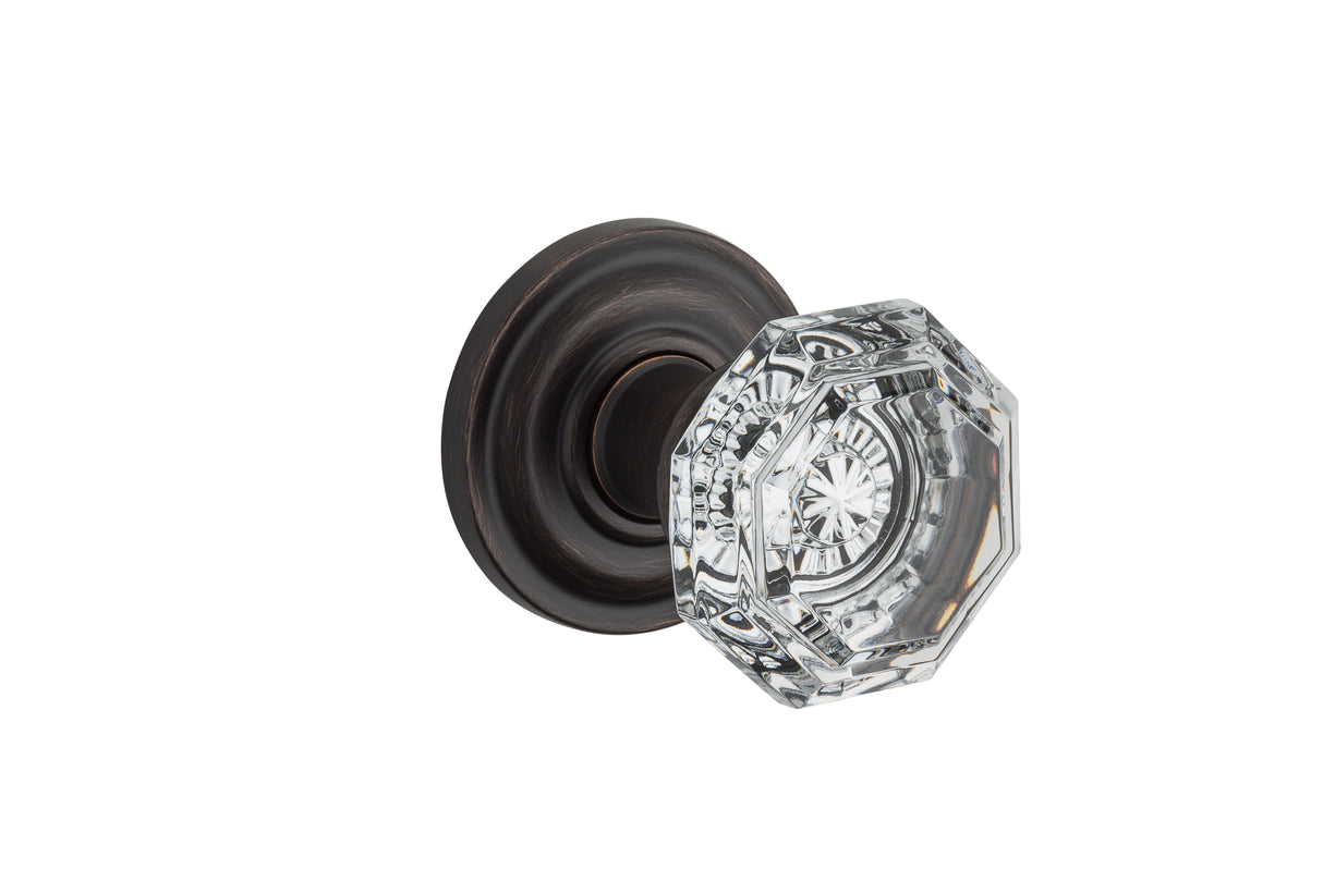 Baldwin Reserve PVCRYTRR112 Privacy Crystal Knob and Traditional Round Rose with 6AL Latch and Dual Strike Venetian Bronze Finish