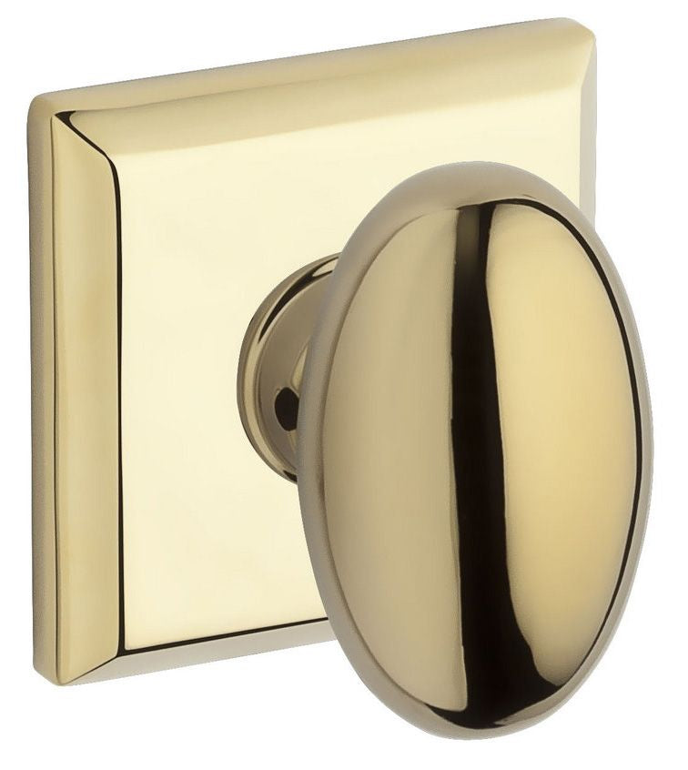 Baldwin Reserve PVELLTSR003 Privacy Ellipse Knob and Traditional Square Rose with 6AL Latch and Dual Strike Lifetime Brass Finish
