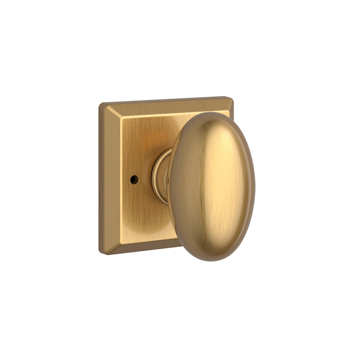 Baldwin Reserve PVELLTSR044 Privacy Ellipse Knob and Traditional Square Rose with 6AL Latch and Dual Strike Lifetime Satin Brass Finish