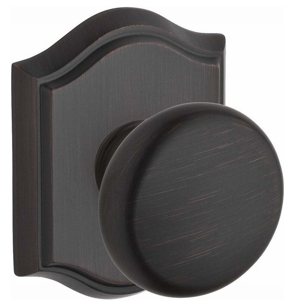 Baldwin Reserve PVROUTAR112 Privacy Round Knob and Traditional Arch Rose with 6AL Latch and Dual Strike Venetian Bronze Finish
