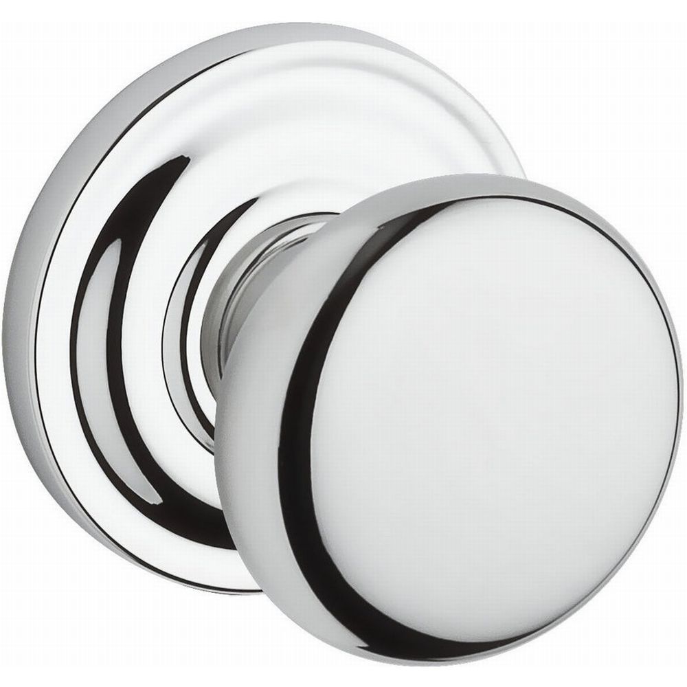Baldwin Reserve PVROUTRR260 Privacy Round Knob and Traditional Round Rose with 6AL Latch and Dual Strike Bright Chrome Finish