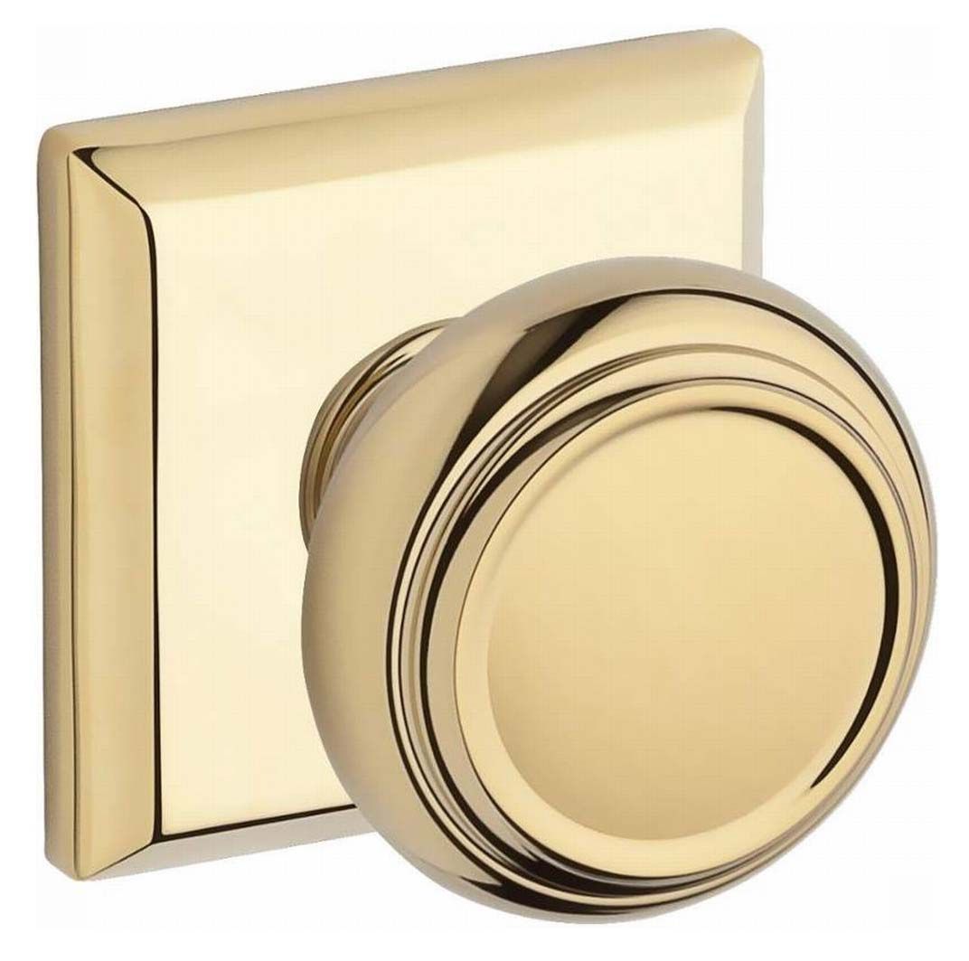 Baldwin Reserve PVTRATSR003 Privacy Traditional Knob and Traditional Square Rose with 6AL Latch and Dual Strike Lifetime Brass Finish