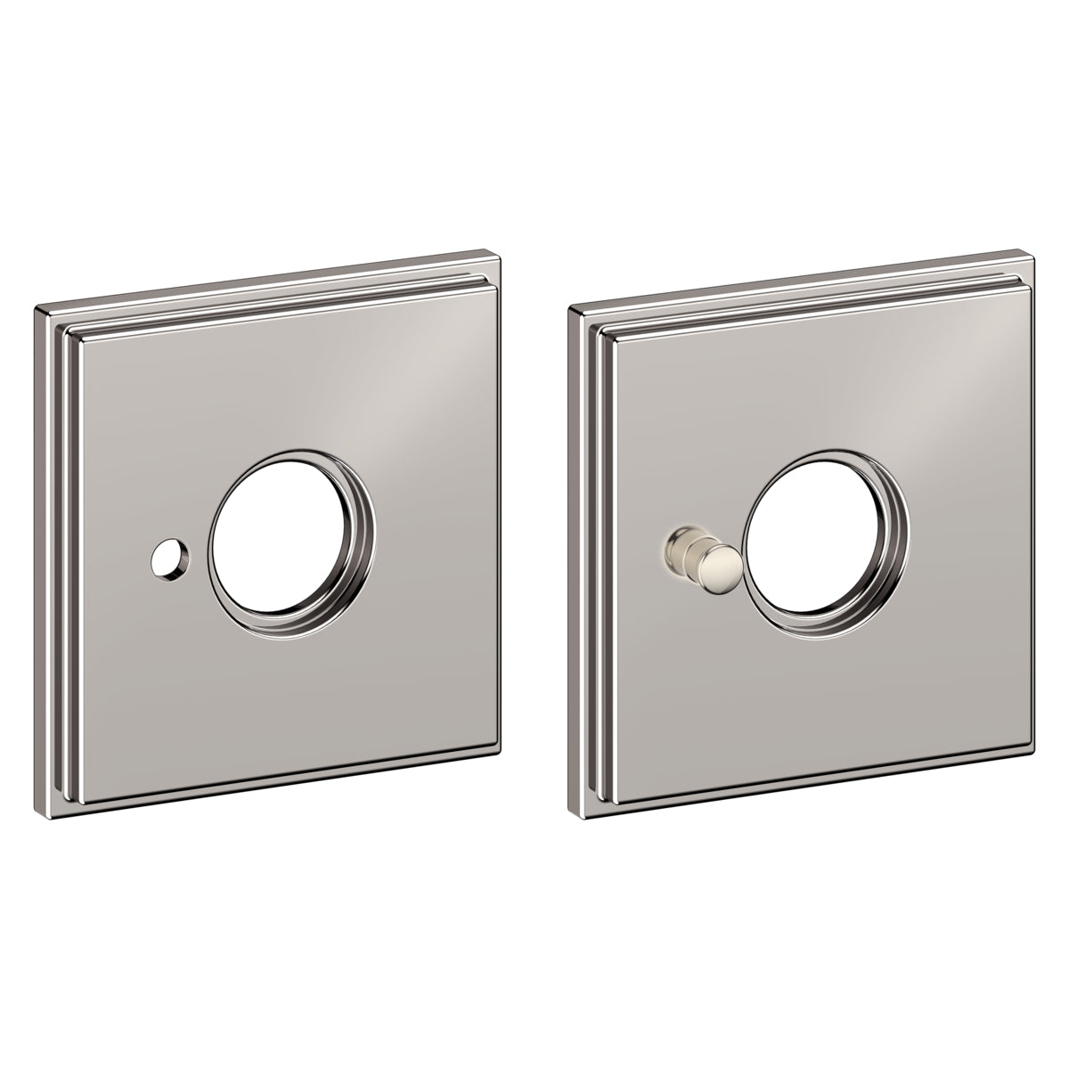 Baldwin R050055PV R050 2-5/8" Hollywood Hills Privacy Rose Pair Lifetime Bright Nickel Finish