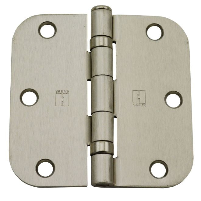 Hager RCBB184231215EA58 3-1/2" x 3-1/2" 5/8” Radius Full Mortise Residential Weight Ball Bearing Hinge Satin Nickel Finish