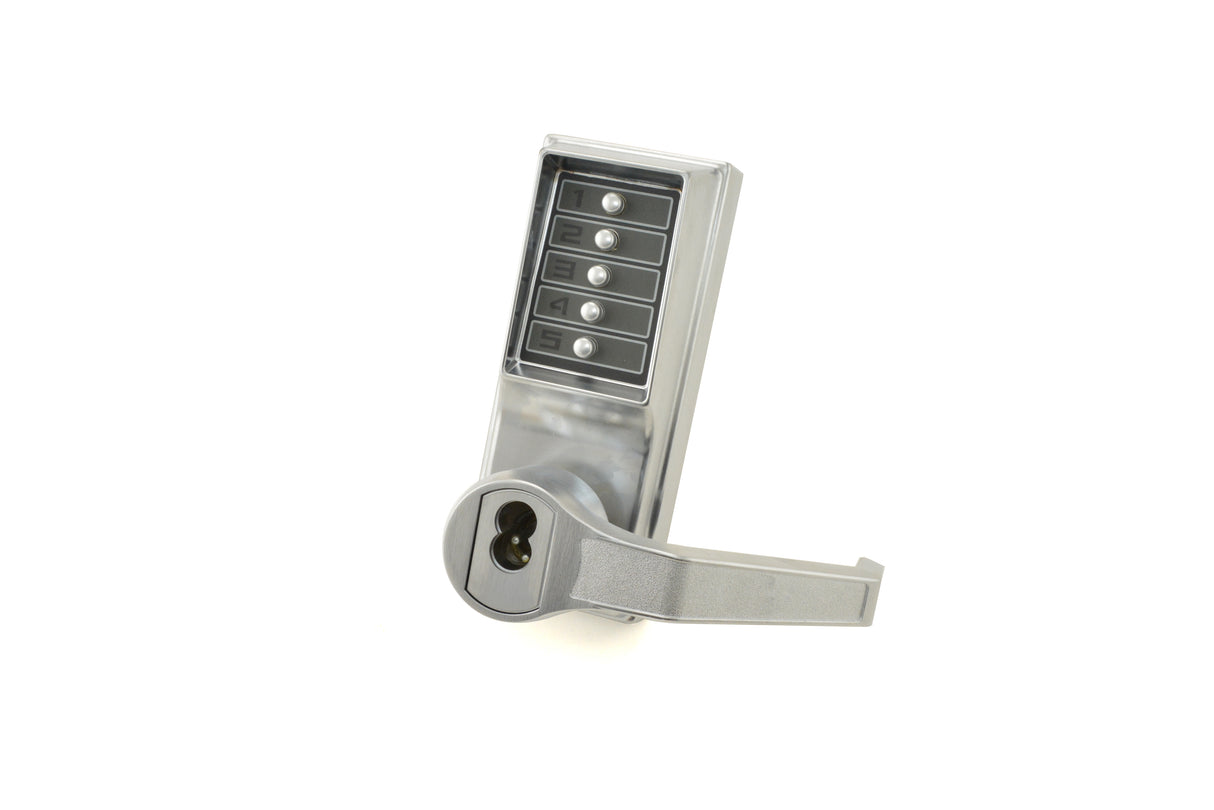 Kaba Simplex RR8146B26D Right Hand Reverse Mechanical Pushbutton Lever Mortise Combination Entry Passage Lockout with Key Override; Best Prep Satin Chrome Finish