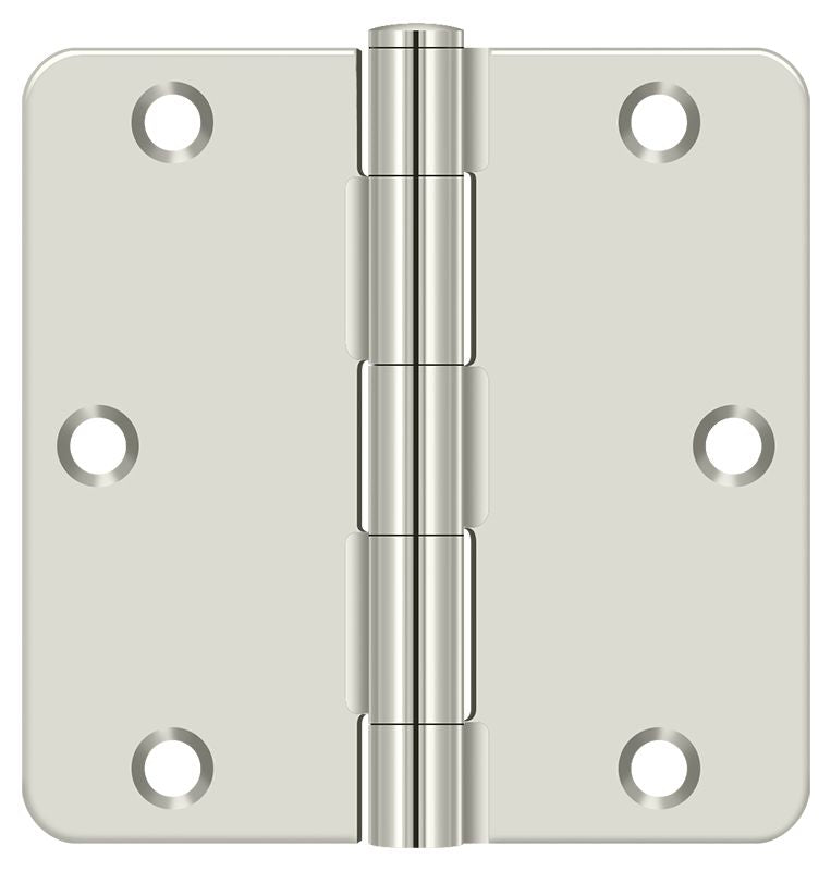 Deltana S35R414 3-1/2" x 3-1/2" x 1/4" Radius Hinge; Residential Thickness; Bright Nickel Finish