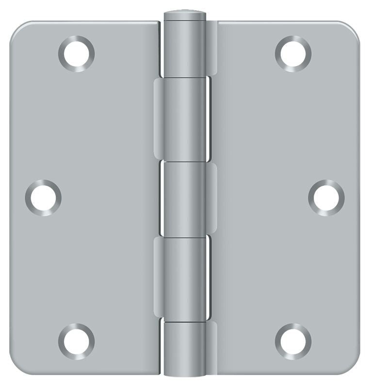Deltana S35R426D 3-1/2" x 3-1/2" x 1/4" Radius Hinge; Residential Thickness; Satin Chrome Finish