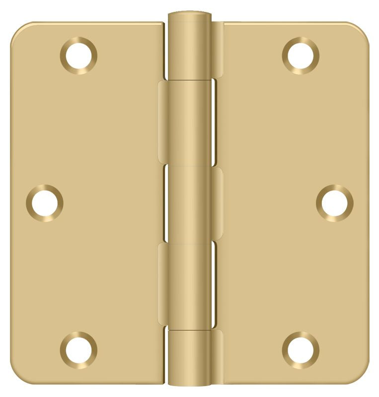 Deltana S35R44 3-1/2" x 3-1/2" x 1/4" Radius Hinge; Residential Thickness; Satin Brass Finish