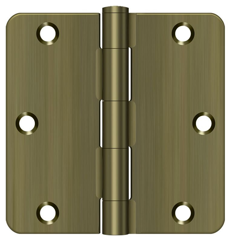 Deltana S35R45 3-1/2" x 3-1/2" x 1/4" Radius Hinge; Residential Thickness; Antique Brass Finish