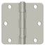 Deltana S35R4BB15 3-1/2" x 3-1/2" x 1/4" Radius Hinge; Ball Bearing; Satin Nickel Finish