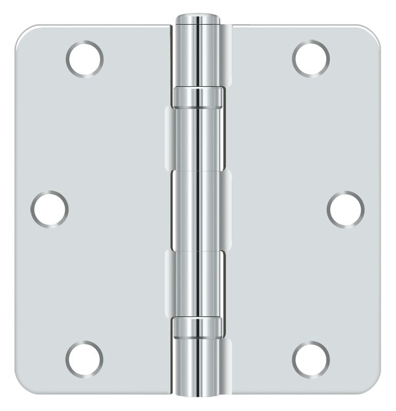 Deltana S35R4BB26 3-1/2" x 3-1/2" x 1/4" Radius Hinge; Ball Bearing; Bright Chrome Finish