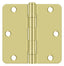Deltana S35R4BB3 3-1/2" x 3-1/2" x 1/4" Radius Hinge; Ball Bearing; Bright Brass Finish