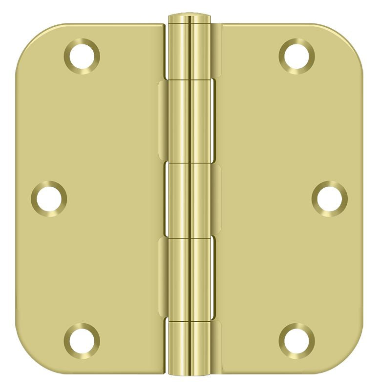 Deltana S35R53 3-1/2" x 3-1/2" x 5/8" Radius Hinge; Residential Thickness; Bright Brass Finish