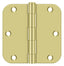 Deltana S35R53 3-1/2" x 3-1/2" x 5/8" Radius Hinge; Residential Thickness; Bright Brass Finish