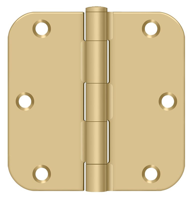 Deltana S35R54 3-1/2" x 3-1/2" x 5/8" Radius Hinge; Residential Thickness; Satin Brass Finish