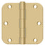 Deltana S35R54 3-1/2" x 3-1/2" x 5/8" Radius Hinge; Residential Thickness; Satin Brass Finish