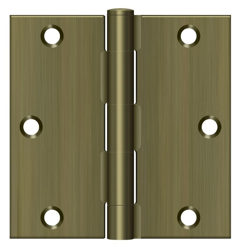 Deltana S35U5-R 3-1/2" x 3-1/2" Square Hinge; Antique Brass Finish