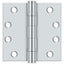 Deltana S44HDBB26 4" x 4" Square Hinge; Heavy Duty; Ball Bearings; Bright Chrome Finish
