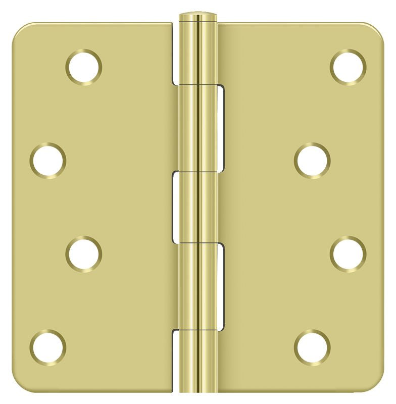 Deltana S44R43 4" x 4" x 1/4" Radius Hinge; Bright Brass Finish