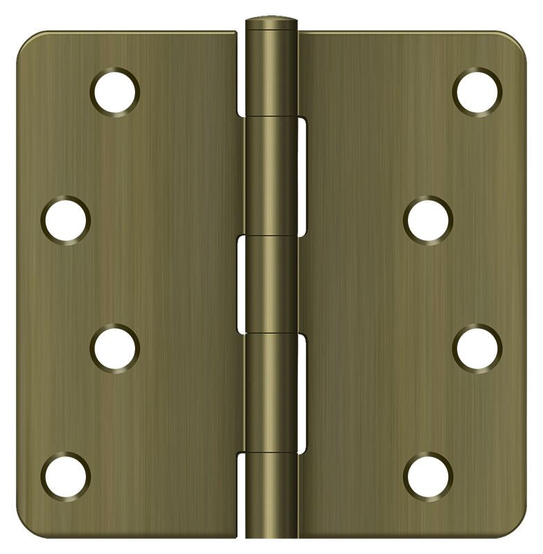 Deltana S44R45 4" x 4" x 1/4" Radius Hinge; Antique Brass Finish