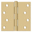 Deltana S44U4-R 4" x 4" Square Hinge; Satin Brass Finish