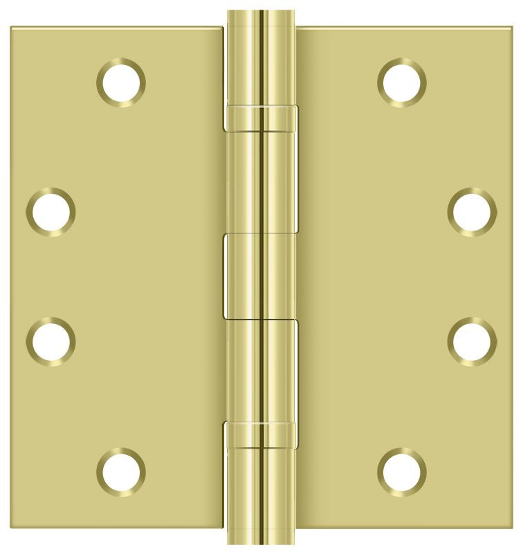 Deltana S45BBU3 4-1/2" x 4-1/2" Square Hinge; Heavy Duty; Ball Bearings; Bright Brass Finish